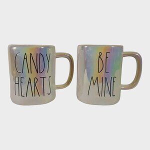 Set of 2 Rae Dunn Iridescent Valentine's Day 12oz Mugs - Perfect Condition